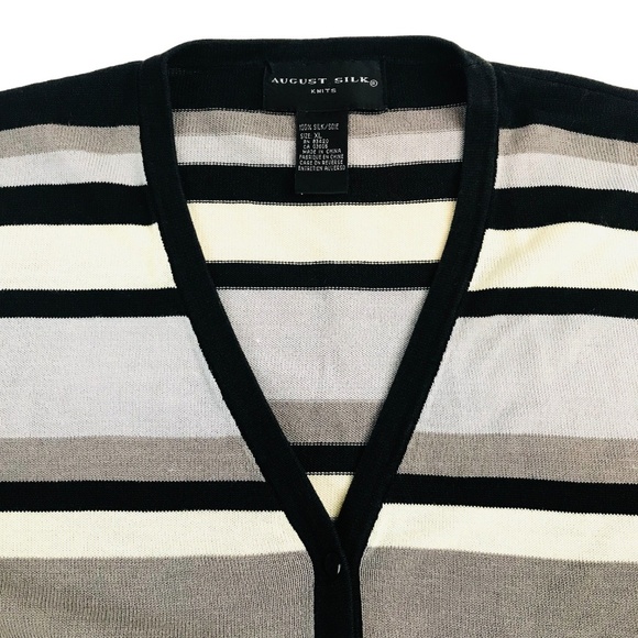 August Silk gray Striped Cardigan​ - Picture 2 of 3